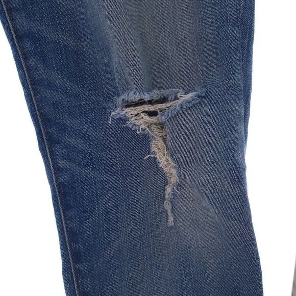 Madewell 9" High Rise Skinny Blue Distressed Raw Hem Jeans Size 29 - Picture 5 of 15